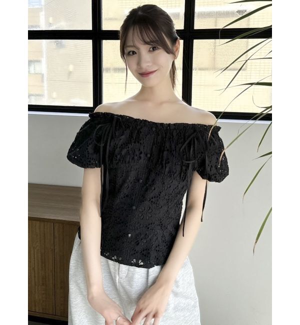 dazzlin「2WAYバルーンスリーブコットンレースブラウス」|シャツ・ブラウス|