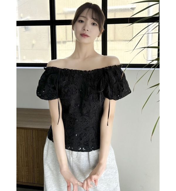 dazzlin「2WAYバルーンスリーブコットンレースブラウス」|シャツ・ブラウス|