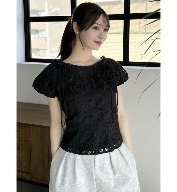 dazzlin「2WAYバルーンスリーブコットンレースブラウス」|シャツ・ブラウス|