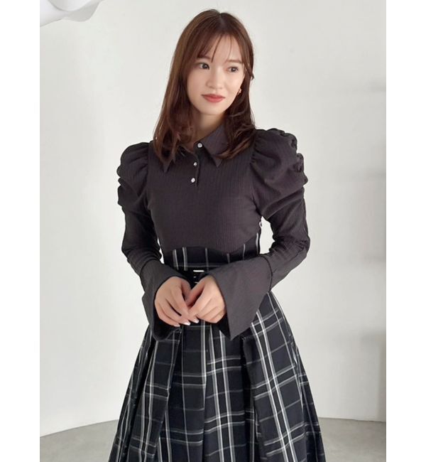 dazzlin「シャツカラーコルセットタックワンピース」|ワンピース|