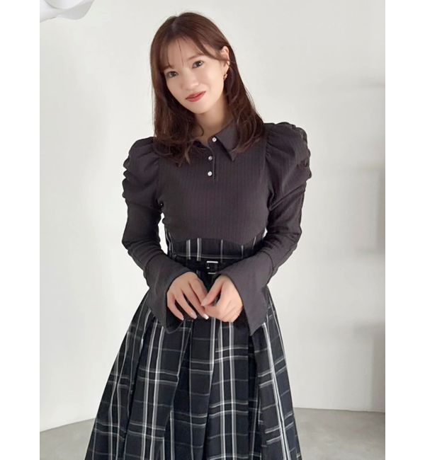 dazzlin「シャツカラーコルセットタックワンピース」|ワンピース|