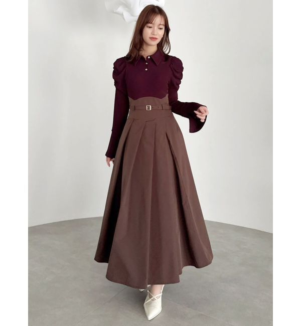 dazzlin「シャツカラーコルセットタックワンピース」|ワンピース|