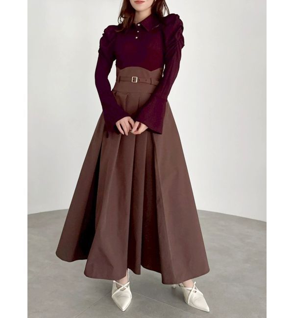 dazzlin「シャツカラーコルセットタックワンピース」|ワンピース|