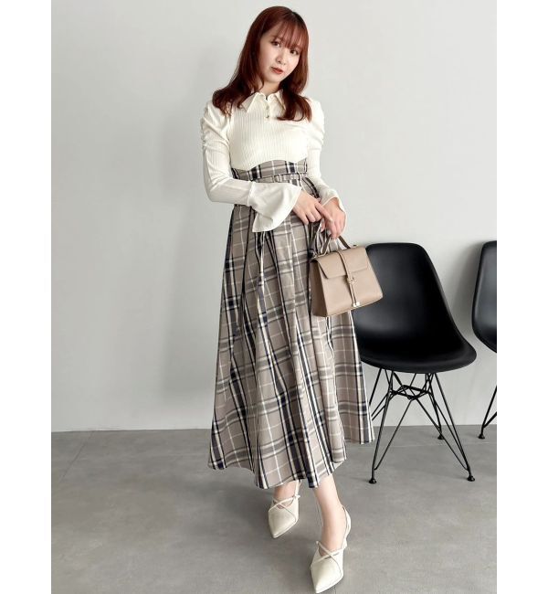 dazzlin「シャツカラーコルセットタックワンピース」|ワンピース|