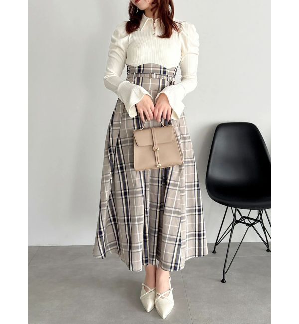 dazzlin「シャツカラーコルセットタックワンピース」|ワンピース|