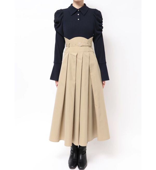 dazzlin「シャツカラーコルセットタックワンピース」|ワンピース|