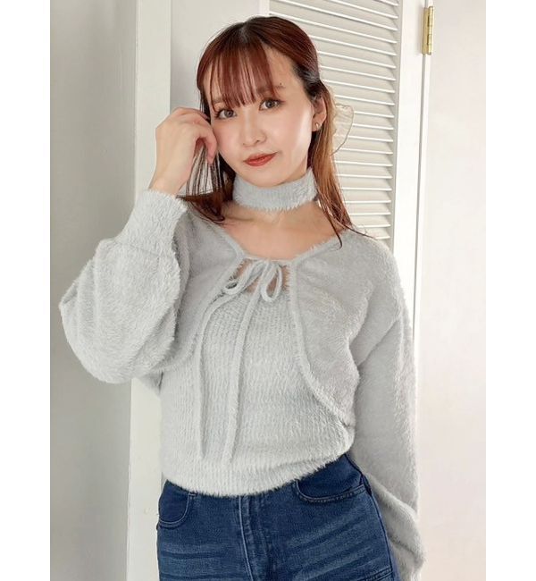 dazzlin「ミニシャギーニットボレロ」|カーディガン|グレー