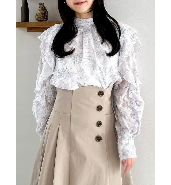 dazzlin「ヘアリーフラワーシフォンブラウス」|シャツ・ブラウス|ピンク