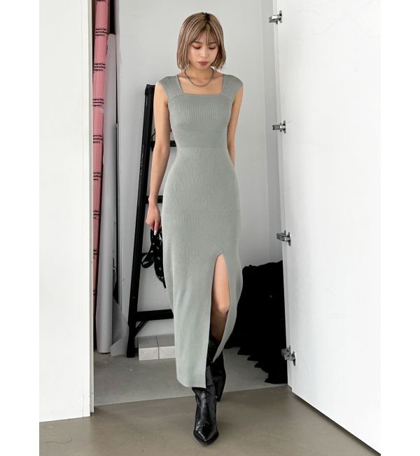 EMODA「ワイドストラップリブスリットワンピース」|ワンピース|