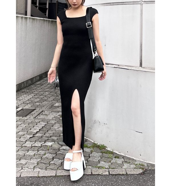 EMODA「ワイドストラップリブスリットワンピース」|ワンピース|