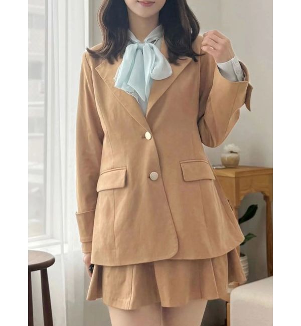 MERCURYDUO「フィットアンドフレアジャケット」|テーラードジャケット|キャメル