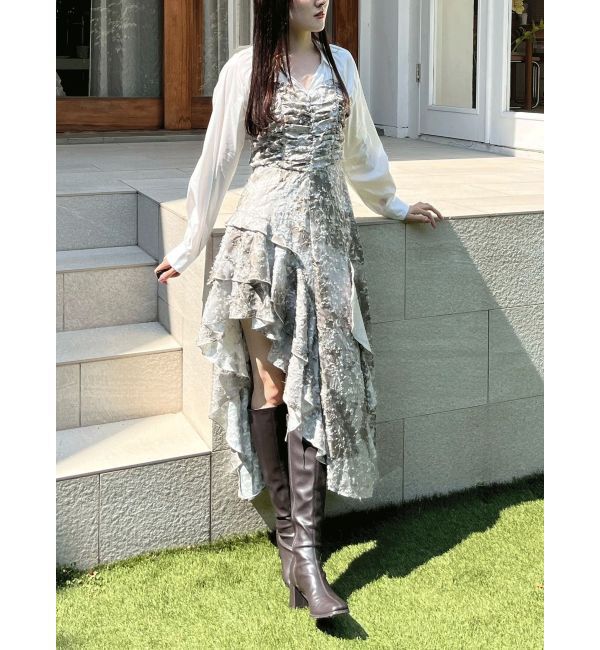 MERCURYDUO「シャツドッキングコルセットアシメヘムワンピース」|ワンピース|