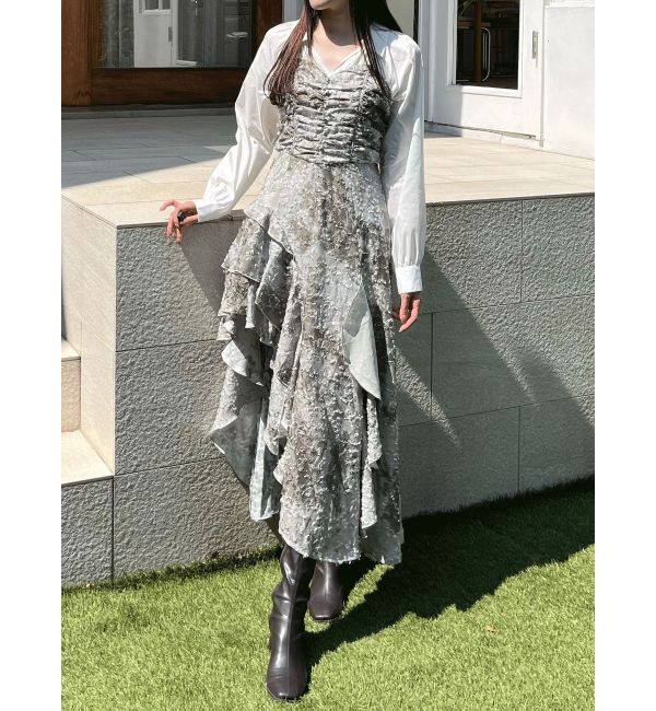 MERCURYDUO「シャツドッキングコルセットアシメヘムワンピース」|ワンピース|