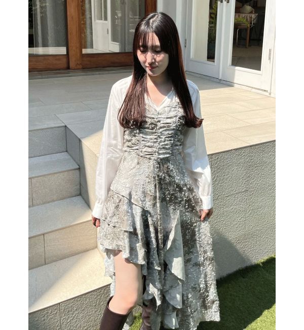 MERCURYDUO「シャツドッキングコルセットアシメヘムワンピース」|ワンピース|