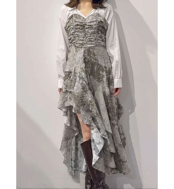 MERCURYDUO「シャツドッキングコルセットアシメヘムワンピース」|ワンピース|