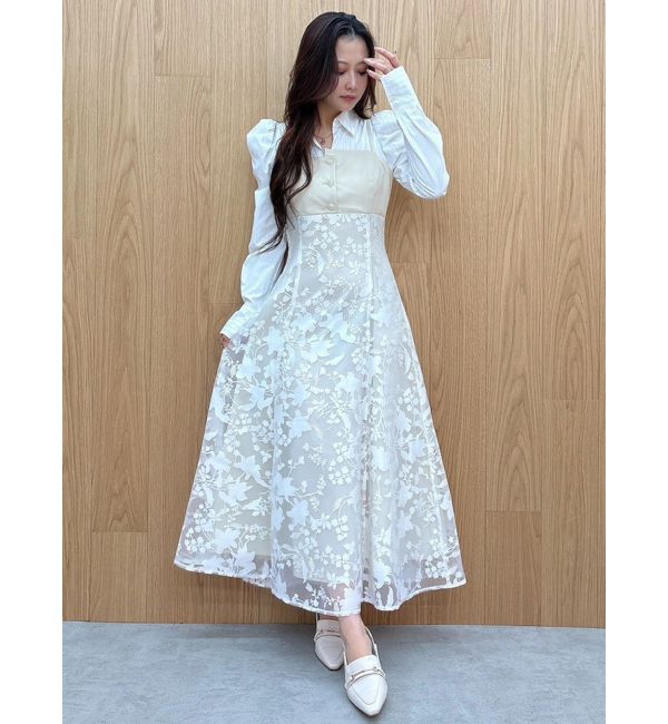 MERCURYDUO「アシメビスチェドッキングパワショルシャツワンピース」|ワンピース|