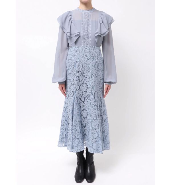 MERCURYDUO「レース切替マーメイドワンピース」|ドレス|