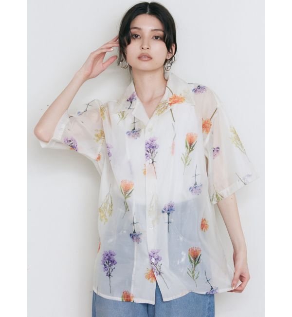 MURUA「フラワーシアーオープンカラーシャツ【WEB限定】」|シャツ・ブラウス|アイボリー