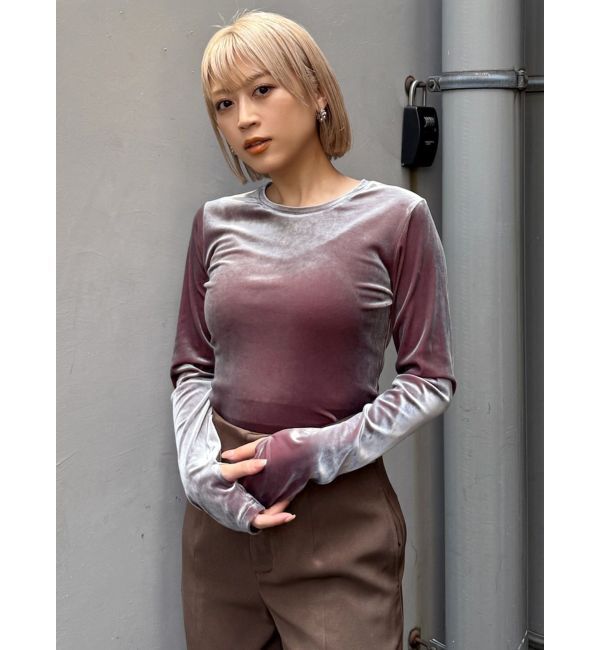 MURUA「シャンブレーベロアトップス」|Tシャツ・カットソー|