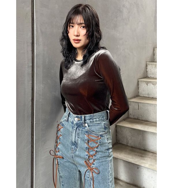 MURUA「シャンブレーベロアトップス」|Tシャツ・カットソー|