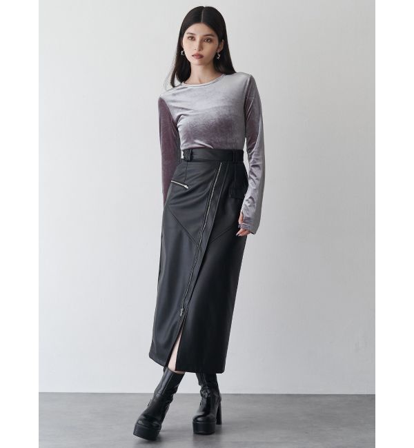 MURUA「シャンブレーベロアトップス」|Tシャツ・カットソー|