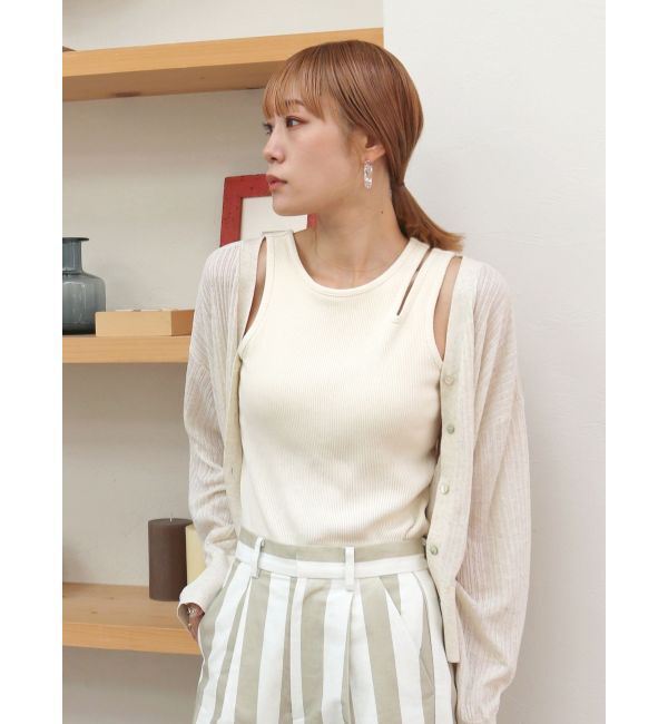 Ungrid「パット付きアシメデザインテレコタンクトップ」|タンクトップ|