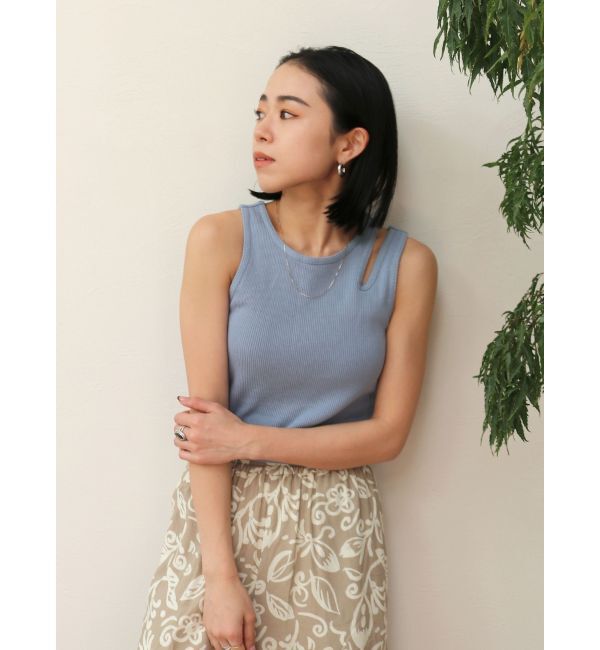 Ungrid「パット付きアシメデザインテレコタンクトップ」|タンクトップ|