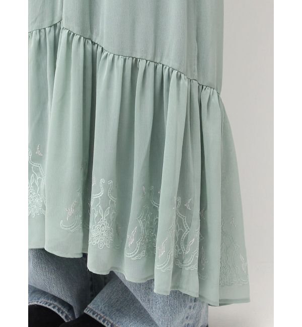 Ungrid「フリルデザインエンブロイダリーワンピース」|ワンピース|