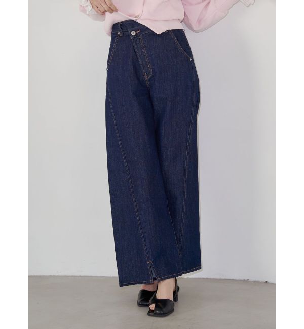 LAGUNAMOON「ワイドフレアデニムパンツ」|デニム|インディゴ