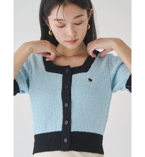 LAGUNAMOON「【POLO BCSコラボ】ブークレヤーンハーフスリーブコンパクトニットカーディガン」|ニット・セーター|