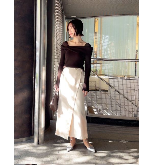 LAGUNAMOON「チュールコンビオフショルニットプルオーバー」|ニット・セーター|