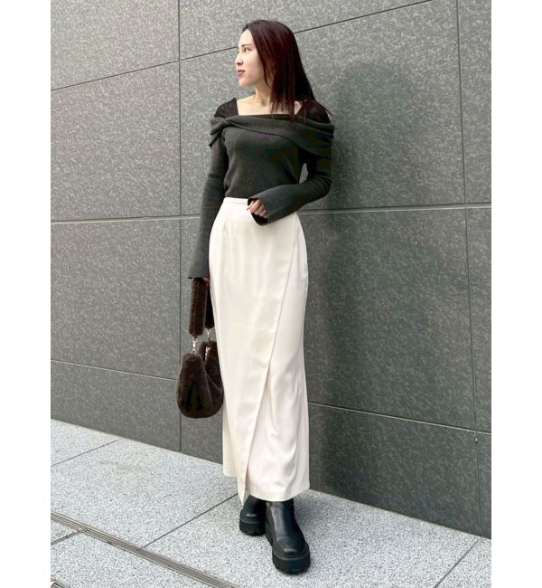 LAGUNAMOON「チュールコンビオフショルニットプルオーバー」|ニット・セーター|