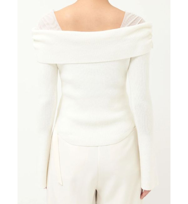 LAGUNAMOON「チュールコンビオフショルニットプルオーバー」|ニット・セーター|