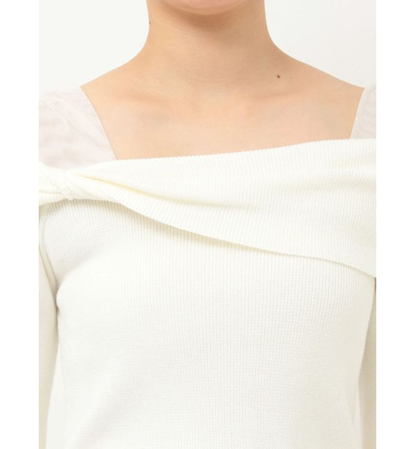 LAGUNAMOON「チュールコンビオフショルニットプルオーバー」|ニット・セーター|