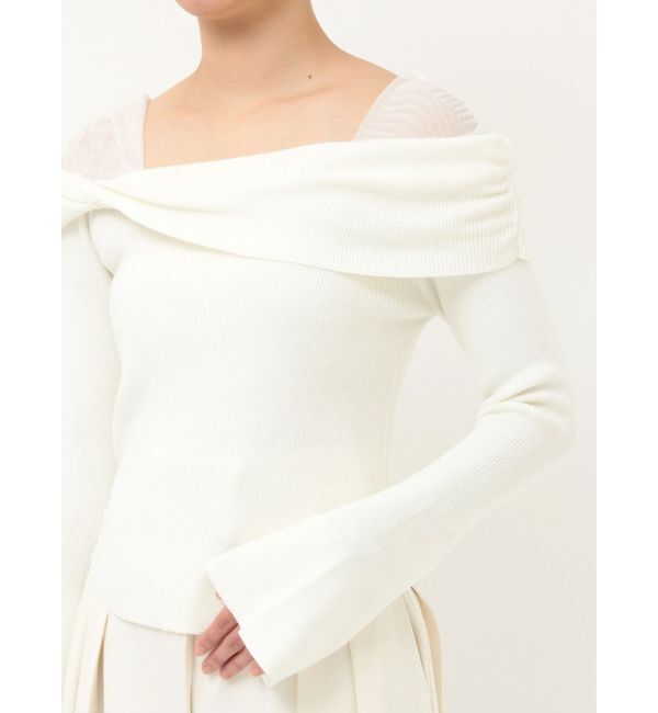 LAGUNAMOON「チュールコンビオフショルニットプルオーバー」|ニット・セーター|