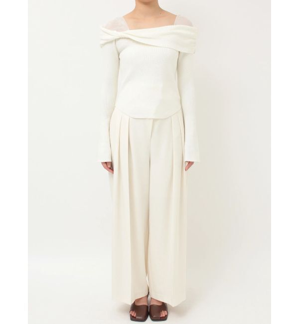 LAGUNAMOON「チュールコンビオフショルニットプルオーバー」|ニット・セーター|