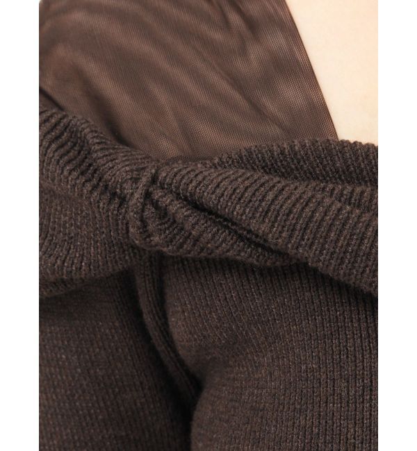 LAGUNAMOON「チュールコンビオフショルニットプルオーバー」|ニット・セーター|