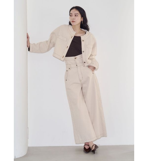 LAGUNAMOON「チュールコンビオフショルニットプルオーバー」|ニット・セーター|