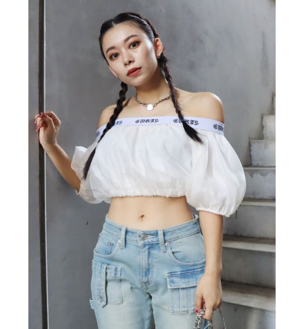 EVRIS「ロゴラインオフショルトップス」|シャツ・ブラウス|