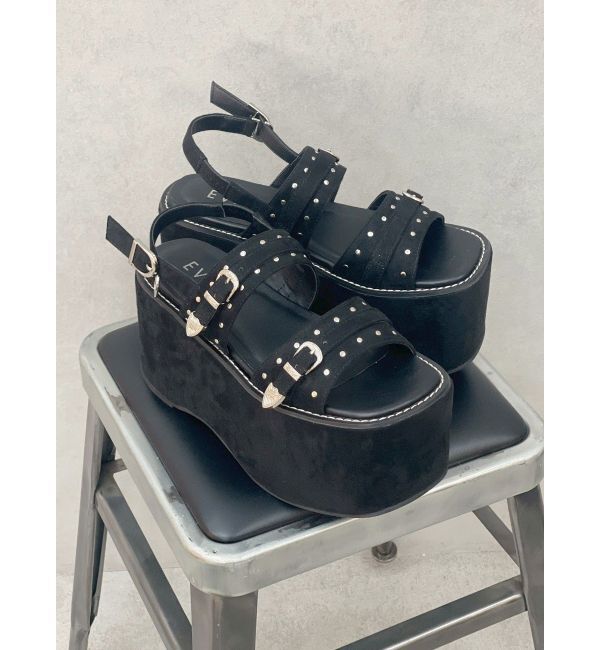 EVRIS「スタッズモチーフプラットフォームサンダル」|サンダル|