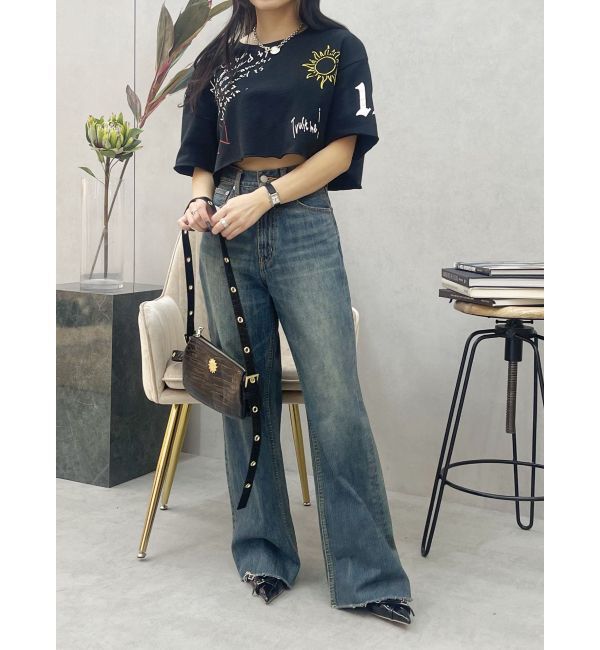 EVRIS「シンプルワイドデニムパンツ」|デニム|