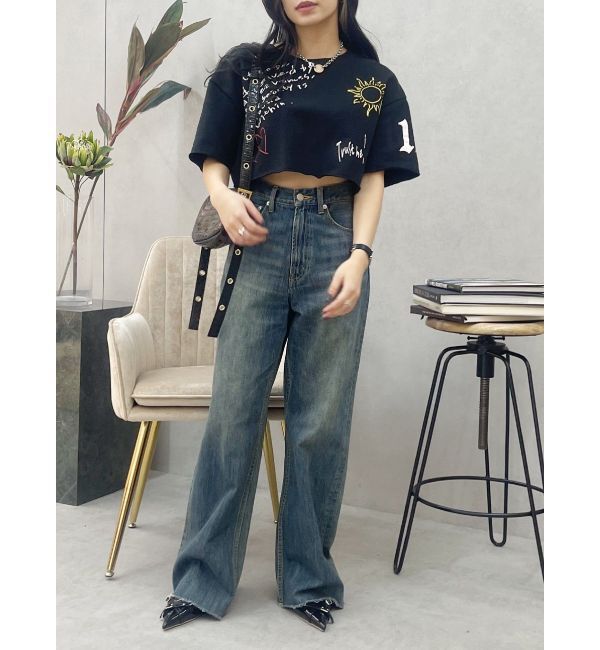 EVRIS「シンプルワイドデニムパンツ」|デニム|