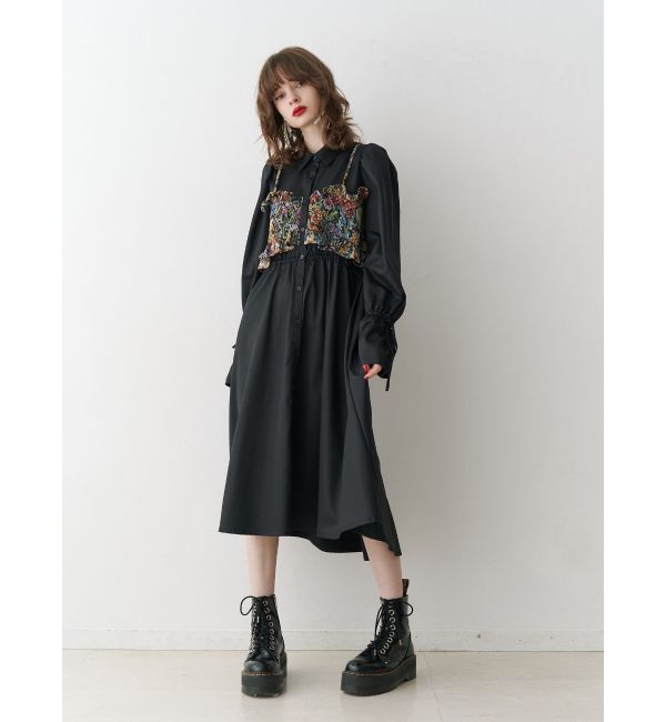 jouetie「ゴブランビスチェシャツワンピース」|ワンピース|ブラック