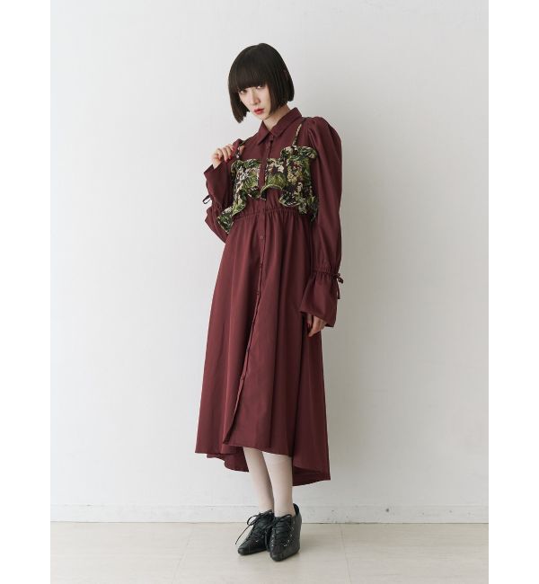 jouetie「ゴブランビスチェシャツワンピース」|ワンピース|ボルドー