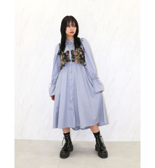 jouetie「ゴブランビスチェシャツワンピース」|ワンピース|ブルー