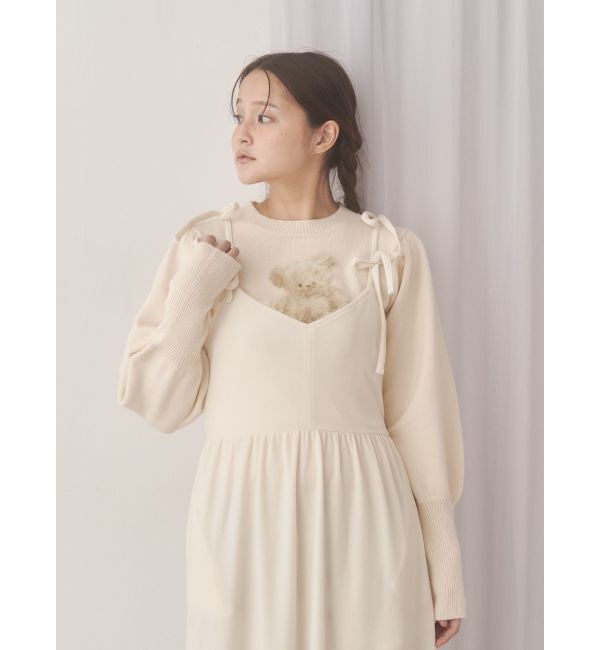 merry jenny「アシメribbonベロアワンピース」|ワンピース|