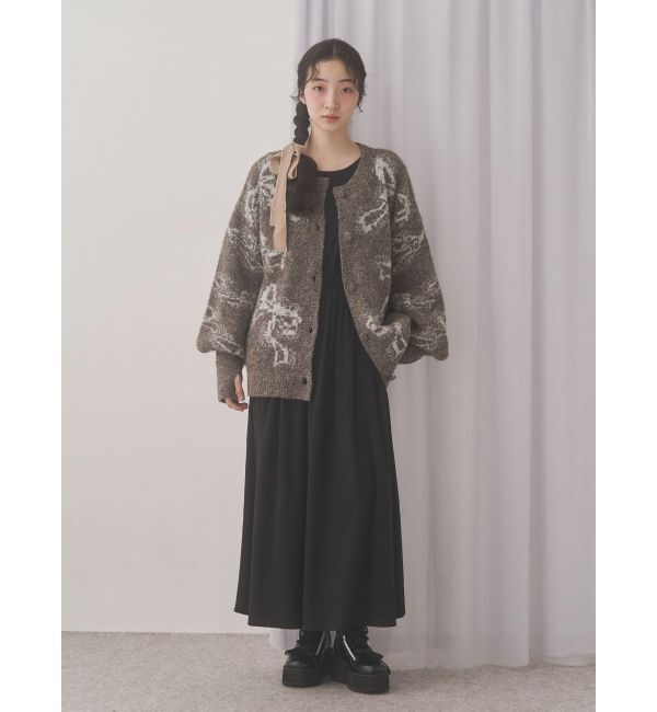 merry jenny「ribbon jacquard knit cardigan」|カーディガン|