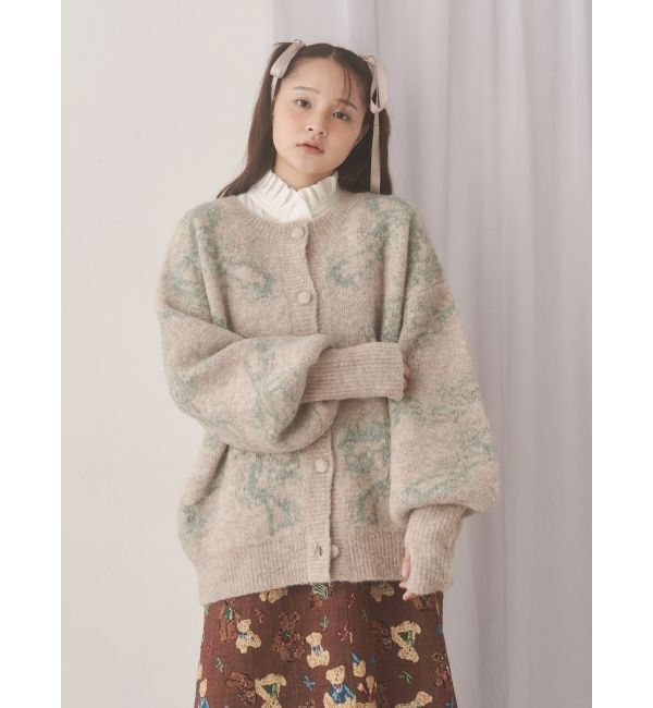 merry jenny「ribbon jacquard knit cardigan」|カーディガン|