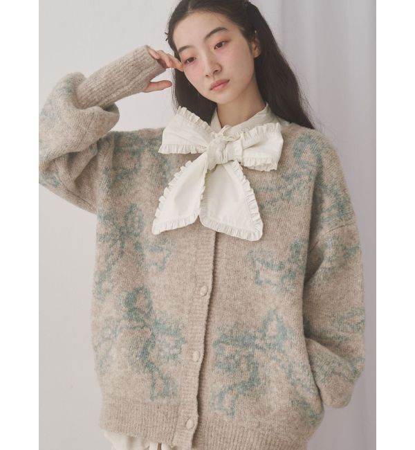 merry jenny「ribbon jacquard knit cardigan」|カーディガン|