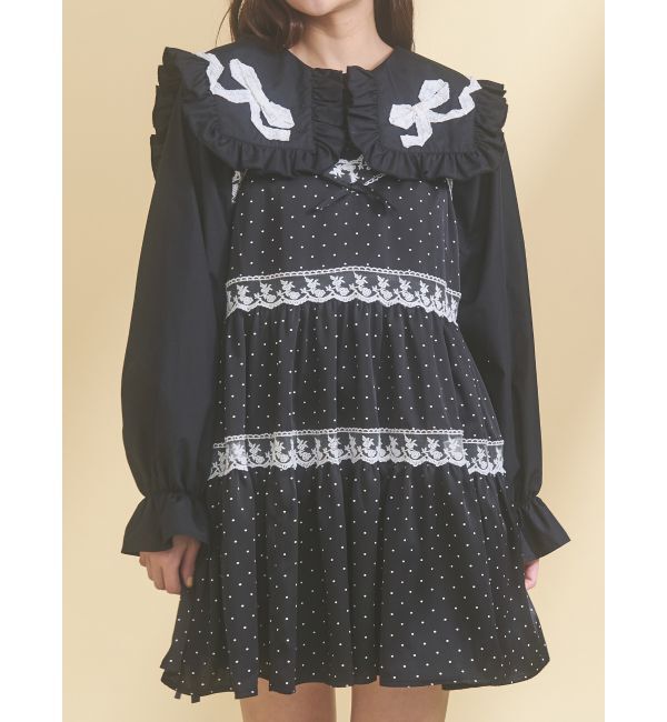 merry jenny「ribbonフリルカラーブラウス」|シャツ・ブラウス|ブラック